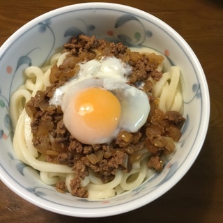 ひき肉ですき焼き風うどん